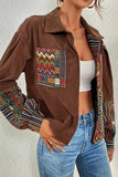 Geometric Patchwork Corduroy Shacket