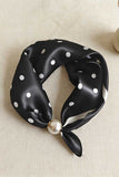Paisley Print Satin Scarf with Pearl Ring