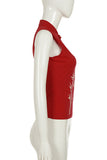 Bamboo Print Keyhole Tank Top