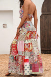 Patchwork Tiered Floral Maxi Skirt