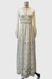 Lace Bell Sleeve V-Neck Maxi Dress