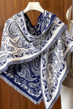 Paisley Print Fringed Wrap Scarf