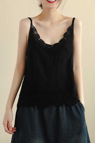 Scalloped Lace V-Neck Sleeveless Tank