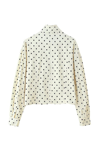 Polka Dot Mock Neck Crop Jacket