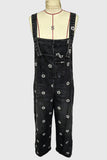 Floral Wide-Leg Denim Overalls