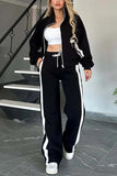 Striped Zip-Up Crop Top and Pants Set