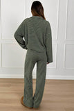 Striped Long Sleeve Collared Loungewear Set