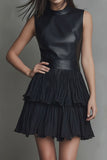 Pleated Ruffle Mini Dress
