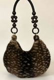 Faux Fur Spotted Bag with Beaded Handle