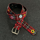 Floral Stud Plaid Belt