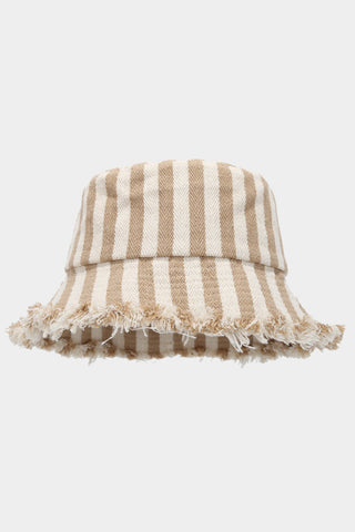 Striped Fringe Bucket Hat