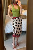 Polka Dot Ruffle Wrap Midi Skirt