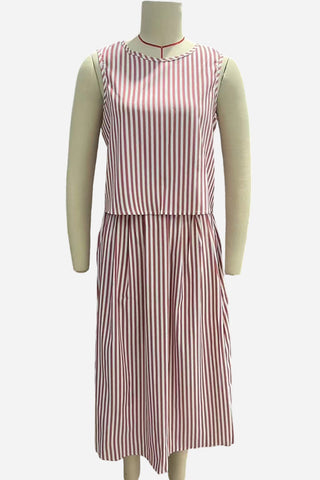 Striped Sleeveless Skirt Set