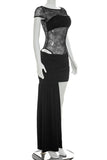 Asymmetrical Skirt Set with Lace Detail