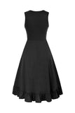Lace-Up Ruched Sleeveless Casual Dress