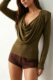 Cowl Neck Long Sleeve Fitted Top
