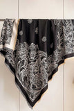 Floral Print Fringed Wrap Scarf