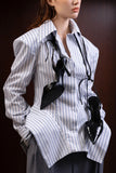 Striped Puff Sleeve Peplum Shirt