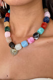 Chunky Bead Sunburst Charm Necklace