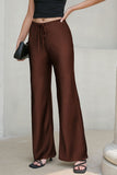 Satin Drawstring Wide-Leg Casual Pants