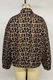 Leopard Print Button-Front Long Sleeve Jacket