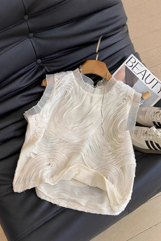 Ruched Textured Sleeveless Vest