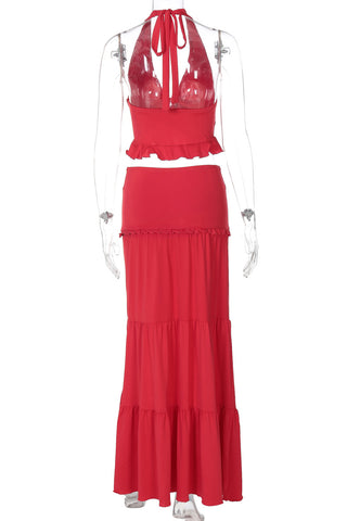 Halter Tie-Back Skirt Set