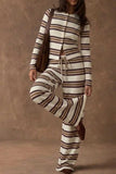 Striped Button Front Two Piece Set