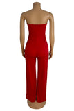 Strapless Jumpsuit with Geometric Design