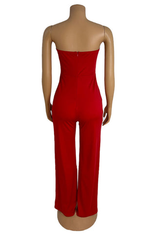 Strapless Jumpsuit with Geometric Design