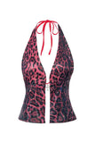 Sequin Halter Deep V-Neck Tank Top