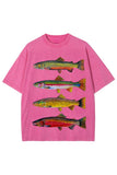 Fish Print Crew Neck Short Sleeve T-Shirt