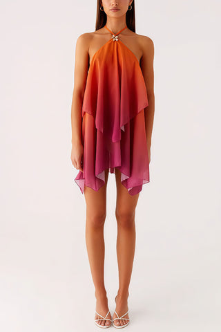Asymmetrical Layered Halter Dress