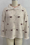 Heart Pattern Button-Front Knit Cardigan