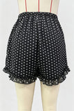 Polka Dot Ruffle Hem Casual Shorts