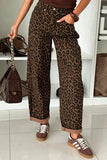 Leopard Print High-Waist Straight Jeans
