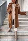 Faux Fur Collar Button-Front Long Coat
