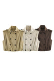 Double-Breasted Stand Collar Sleeveless Vest