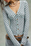 Polka Dot V-Neck Button-Front Blouse