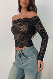 Floral Lace Off-Shoulder Long Sleeve Blouse