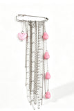 Heart Charm Tassel Safety Pin Brooch