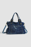 Braided Detail Zip-Front Tote Bag