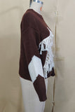 Fringe Colorblock Mock Neck Sweater