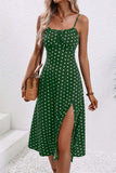 Polka Dot Midi Dress with Side Slit