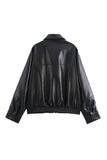 Zip-Up Collared Faux Leather Jacket