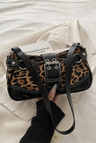 Leopard Print Buckle Strap Shoulder Bag