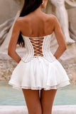 Lace Corset Top and Ruffle Mini Skirt Set