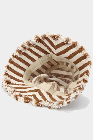 Striped Fringe Bucket Hat