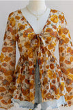 Floral V-Neck Long Sleeve T-Shirt