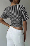 Striped Wrap-Front T-Shirt